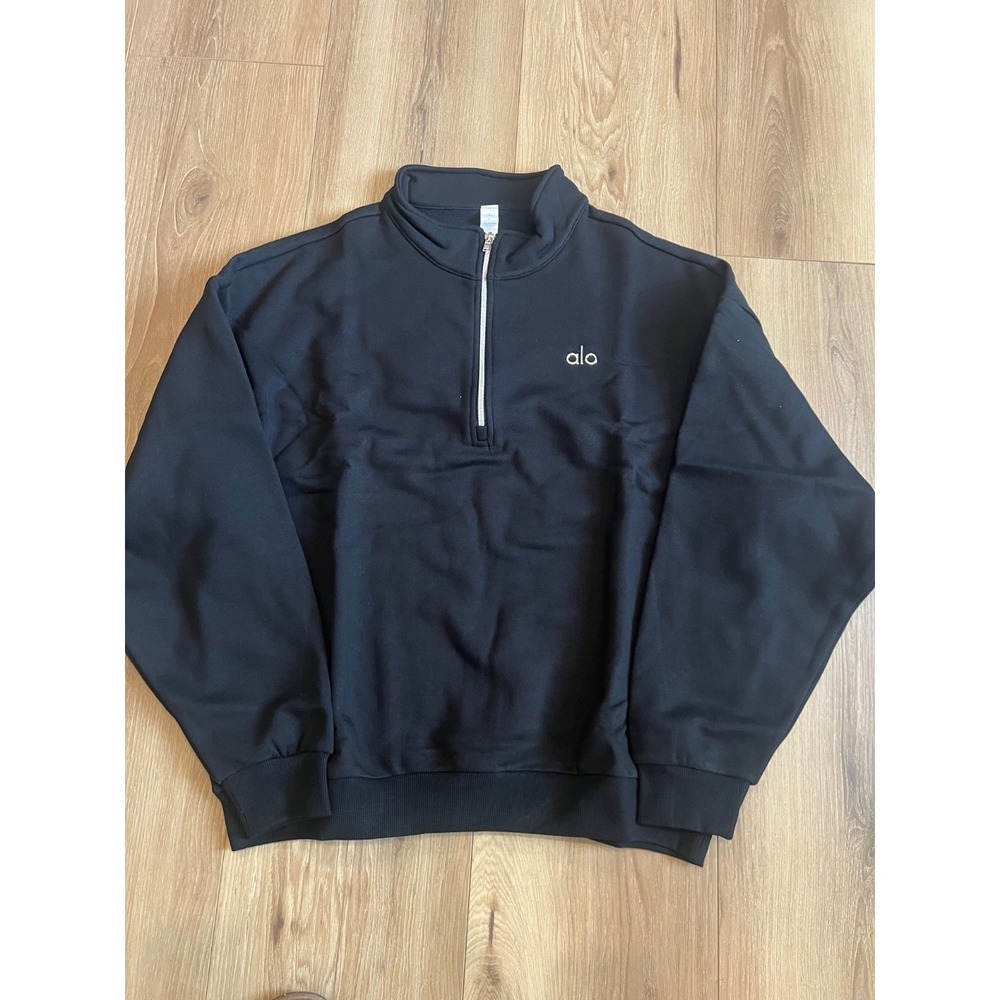 alo Yoga Accolade 1/4 Zip Pullover Black Size L Sweatshirt NWT U3040RG